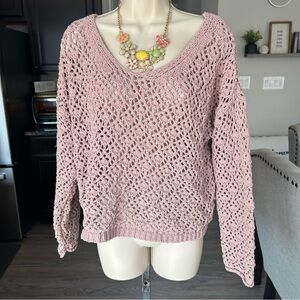 ✨ Artelier Nicole Miller Women's light Pink Knit Woven Sweater